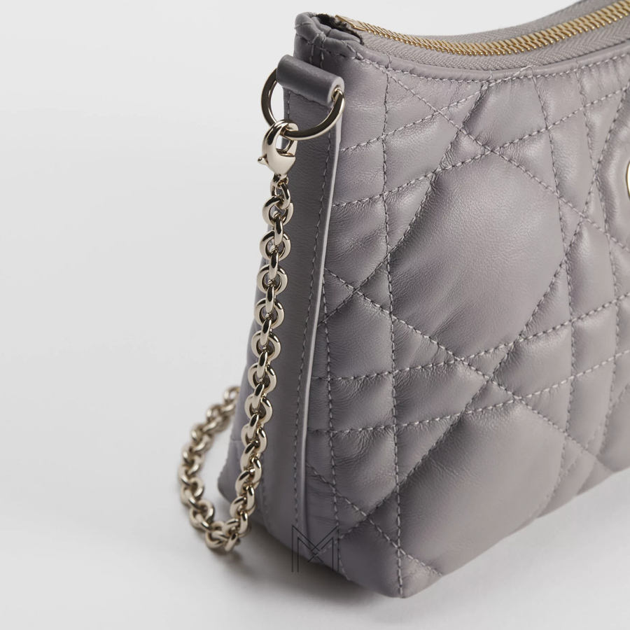 Túi Xách Dior Miss Caro Diorling Mini Bag with Chain Trianon Gray Macrocannage Lambskin JTT081 2026 Túi Xách Dior Miss Caro Diorling Mini Bag with Chain Trianon Gray Macrocannage Lambskin JTT081 2026