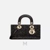 Túi Xách Đeo Chéo Dior Small Lady D-Joy Bag Black Microbead-Embroidered Cotton with Cannage Motif JJT205 2026