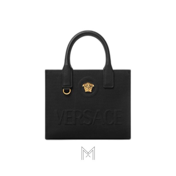 Túi xách Versace La Medusa màu đen canvas phối da MTV038