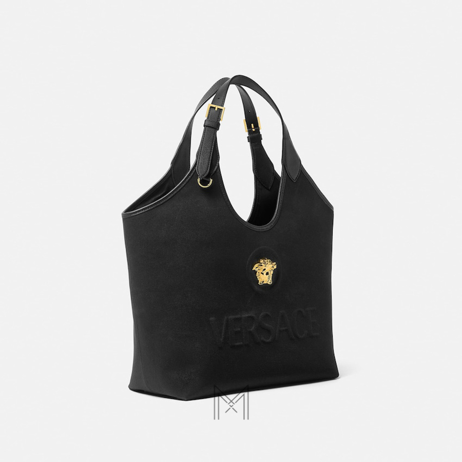 Túi Versace La Medusa màu đen canvas chính hãng MTV088 2026 Túi Versace La Medusa màu đen canvas chính hãng MTV088 2026