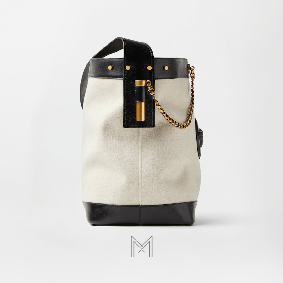 Túi xách Versace Pivot canvas phối da màu trắng quai đen MTV184 2026 Túi xách Versace Pivot canvas phối da màu trắng quai đen MTV184 2026