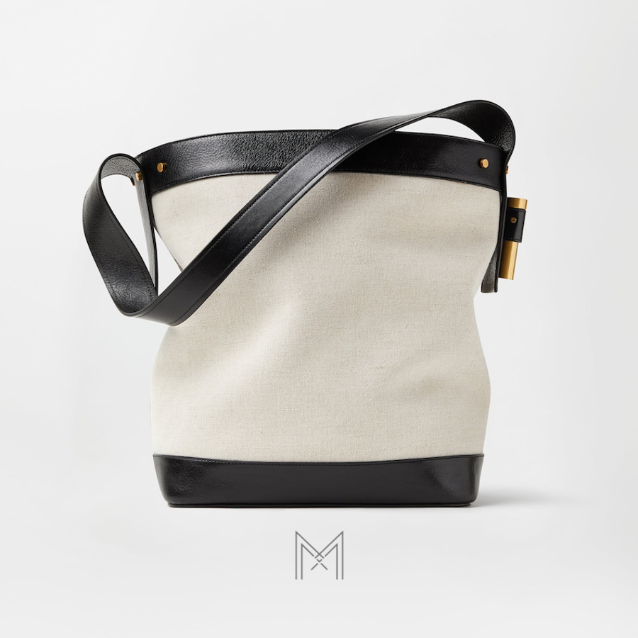 Túi xách Versace Pivot canvas phối da màu trắng quai đen MTV184 2026 Túi xách Versace Pivot canvas phối da màu trắng quai đen MTV184 2026