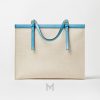 Túi xách Versace Rivière màu be canvas quai da màu xanh MTV117 2026