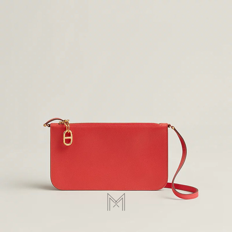 Túi đeo chéo Hermes Zipengo Chaine d'Ancre To Go màu đỏ cam san hô MTH038 2026 Túi đeo chéo Hermes Zipengo Chaine d'Ancre To Go màu đỏ cam san hô MTH038 2026
