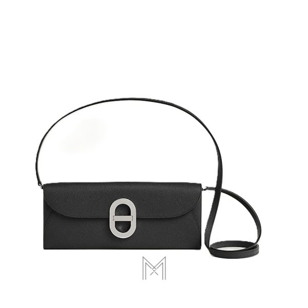 Túi đeo chéo Hermes Maillon To Go màu đen khoá bạc MTH075