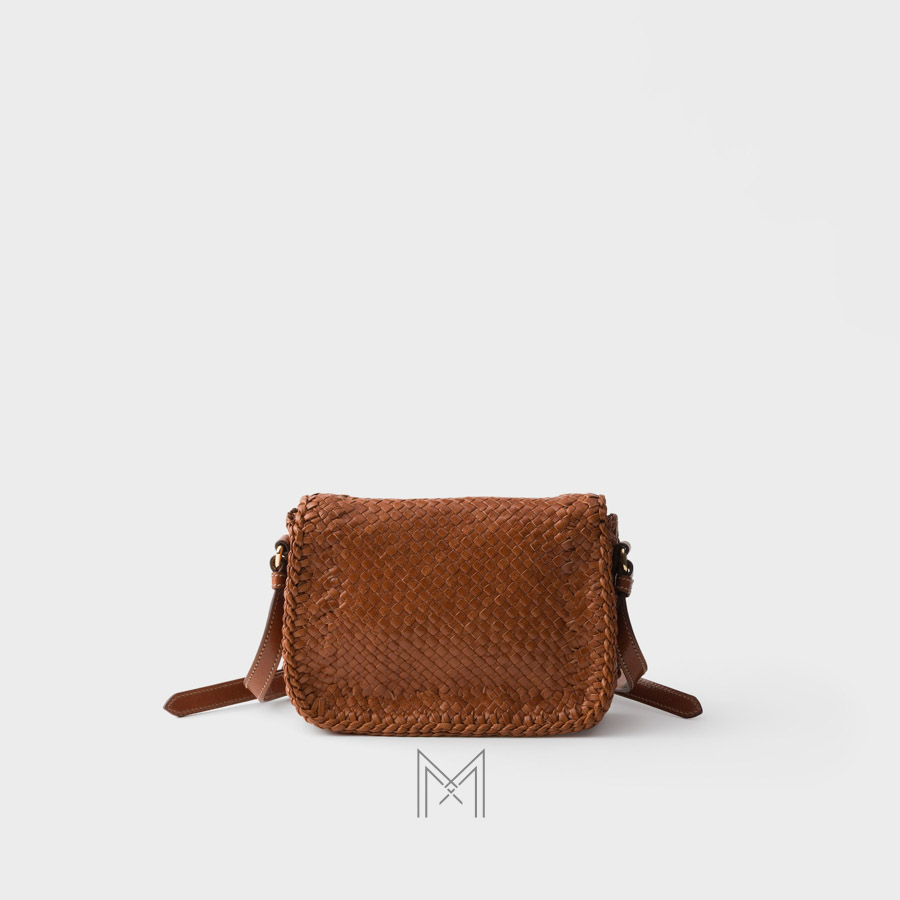 Túi đeo chéo Prada Woven authentic màu nâu đan chéo MHTP199 2026 Túi đeo chéo Prada Woven authentic màu nâu đan chéo MHTP199 2026