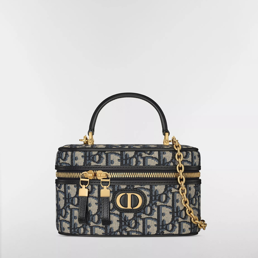 Túi Xách Đeo Chéo Dior 30 Montaigne Mini Vanity Case Blue Dior Oblique Jacquard JTT025 2026 Túi Xách Đeo Chéo Dior 30 Montaigne Mini Vanity Case Blue Dior Oblique Jacquard JTT025 2026