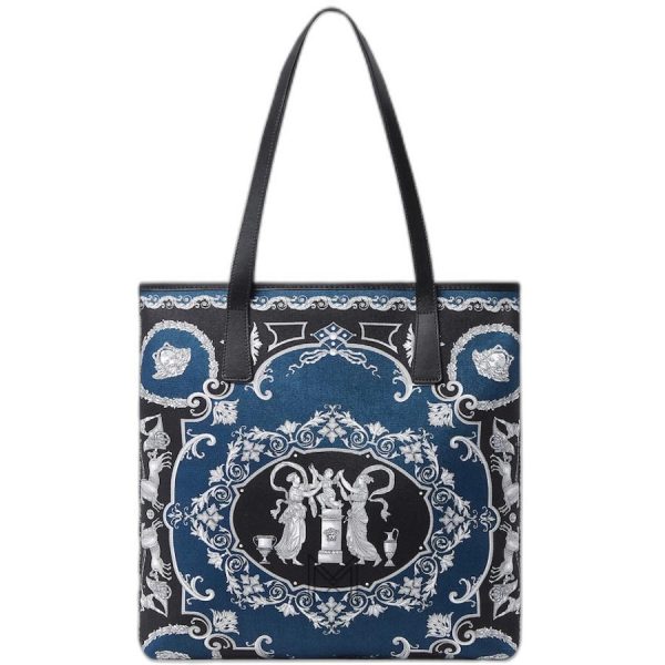 Túi xách Versace tote La Medusa V Jacquard màu xanh hoạ tiết MTV002