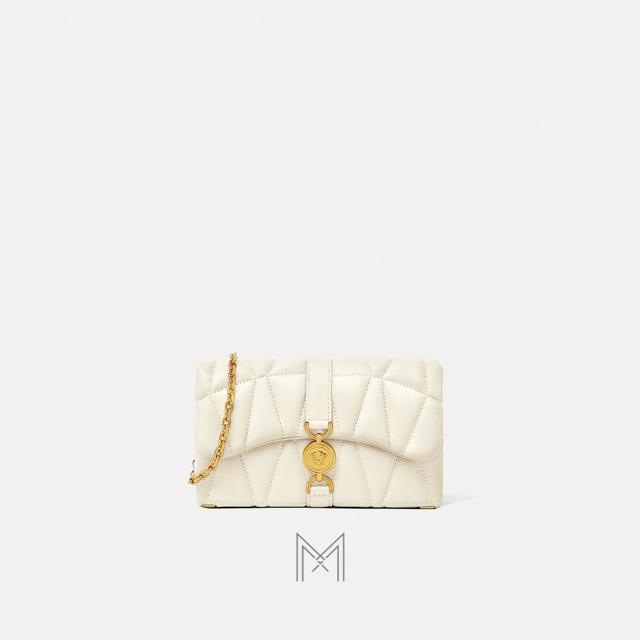 Túi xách Versace màu trắng kem da Nappa chần bông authentic MTV061 2026 Túi xách Versace màu trắng kem da Nappa chần bông authentic MTV061 2026