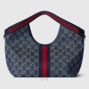 Túi xách tote Gucci Giglio màu xanh demin authentic MHTG188 2026