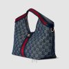 Túi xách tote Gucci Giglio màu xanh demin authentic MHTG188 2026