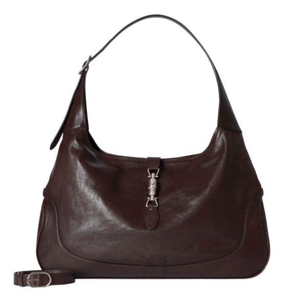 Túi đeo vai Gucci Jackie 1961 màu nâu đậm khóa bạc authentic MHTG158