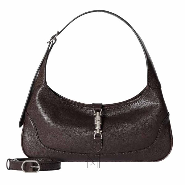 Túi đeo vai Gucci Jackie Slim màu nâu sẫm khóa vàng authentic MHTG102