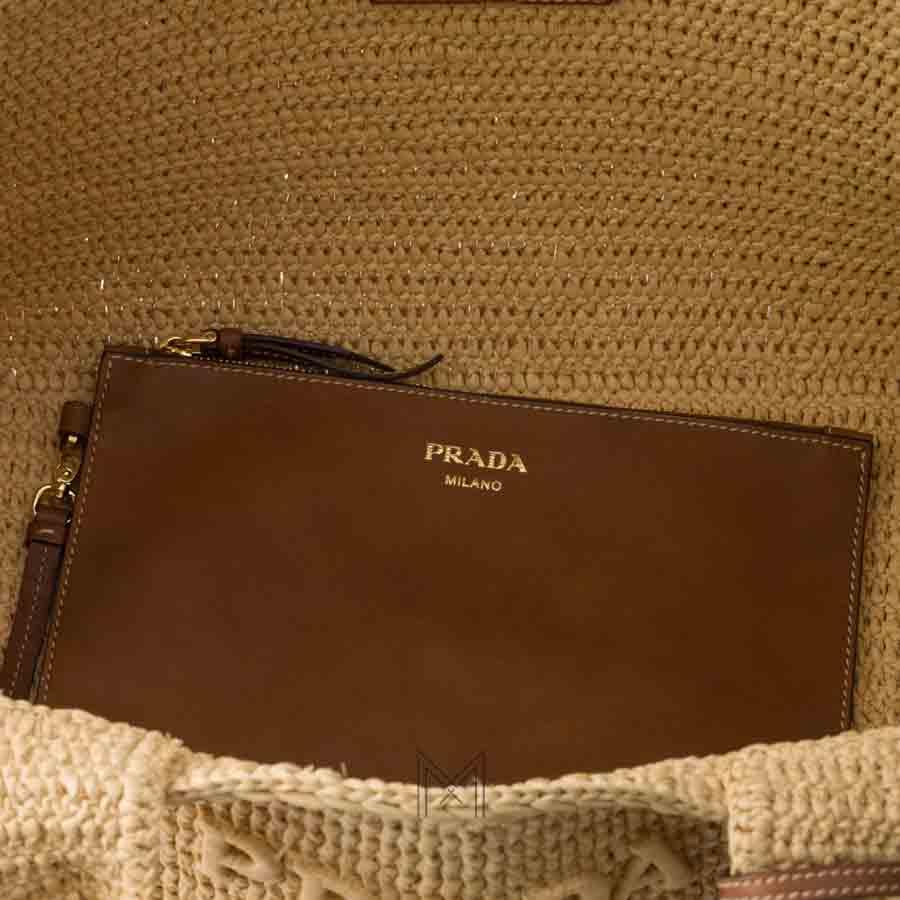 Túi xách Prada Crochet màu nâu nhạt chính hãng MHTP129 2026 Túi xách Prada Crochet màu nâu nhạt chính hãng MHTP129 2026