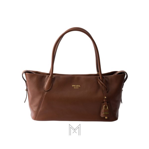 Túi xách Prada authentic màu nâu cà phê da sần khóa vàng MHTP190