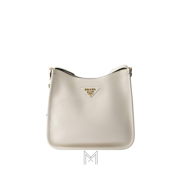 Túi kẹp nách Prada authentic màu trắng da sần MHTP188