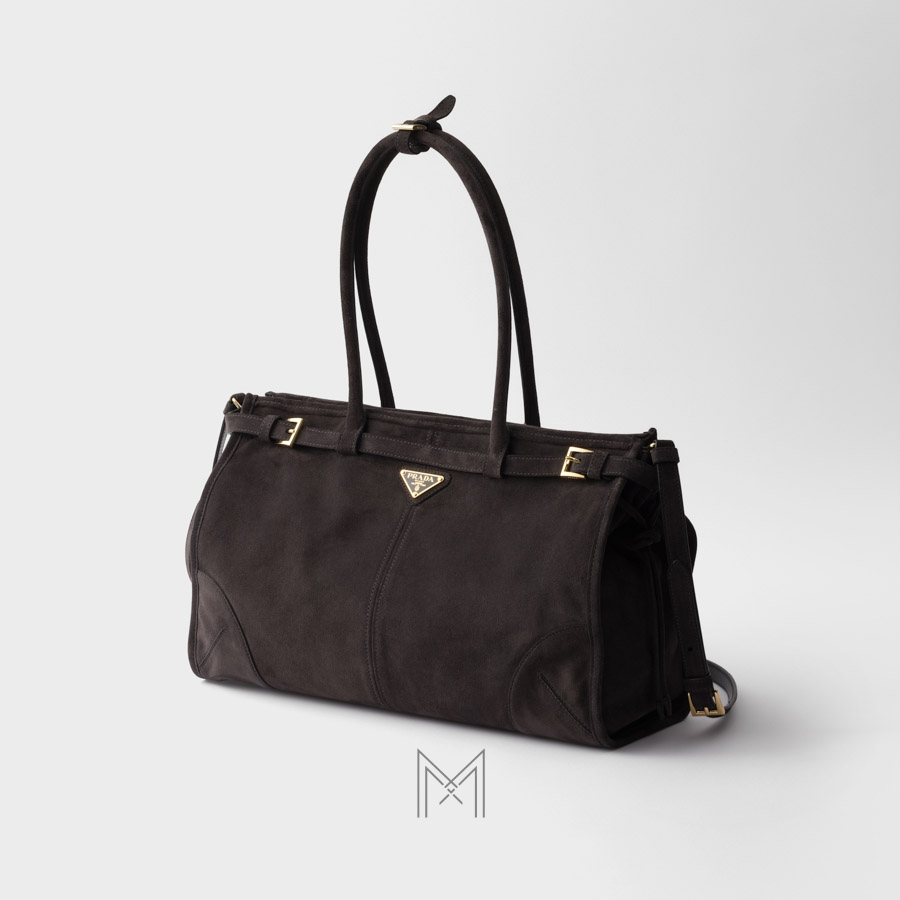 Túi xách Prada Bonnie Large chính hãng màu đen da lộn MHTP183 2026 Túi xách Prada Bonnie Large chính hãng màu đen da lộn MHTP183 2026