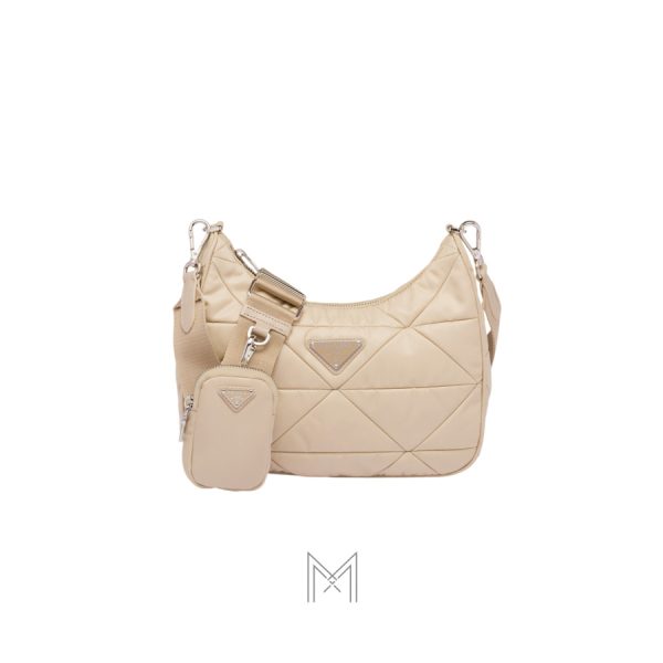 Túi xách đeo chéo Prada Padded màu be nhạt chính hãng MHTP103