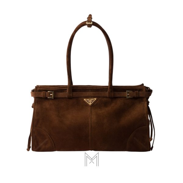 Túi xách Prada Bonnie Large chính hãng màu nâu da lộn MHTP184