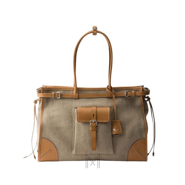 Túi xách Prada Bonnie Linen chính hãng màu nâu MHTP222