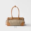 Túi xách Prada Bonnie Medium Linen chính hãng màu nâu MHTP180 2026