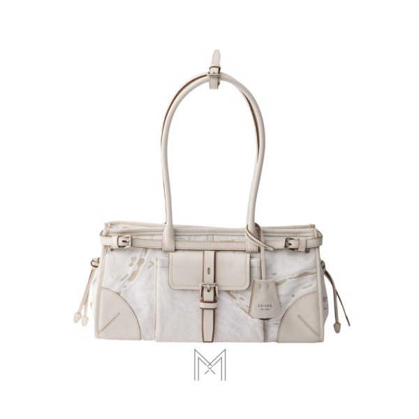 Túi xách Prada Bonnie Linen authentic màu trắng MHTP193
