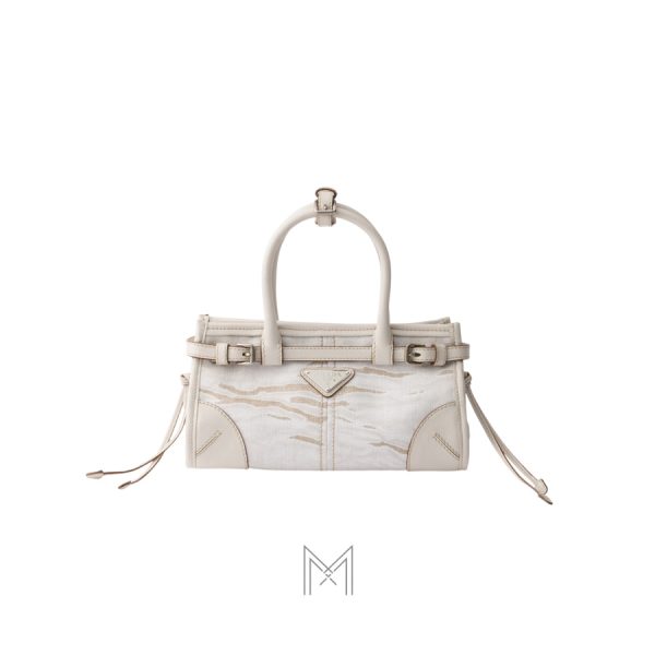 Túi xách Prada Bonnie small linen màu trắng chính hãng MHTP107