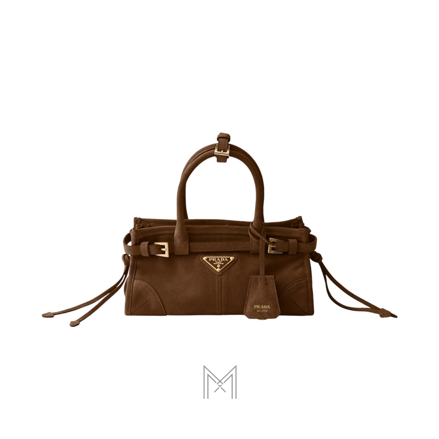 Túi xách Prada Bonnie small màu nâu da lộn chính hãng MHTP111 2026 Túi xách Prada Bonnie small màu nâu da lộn chính hãng MHTP111 2026