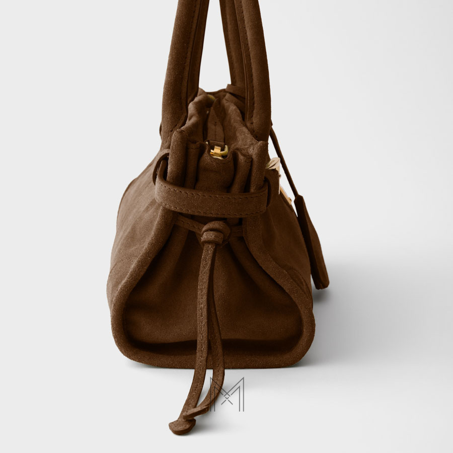 Túi xách Prada Bonnie small màu nâu da lộn chính hãng MHTP111 2026 Túi xách Prada Bonnie small màu nâu da lộn chính hãng MHTP111 2026