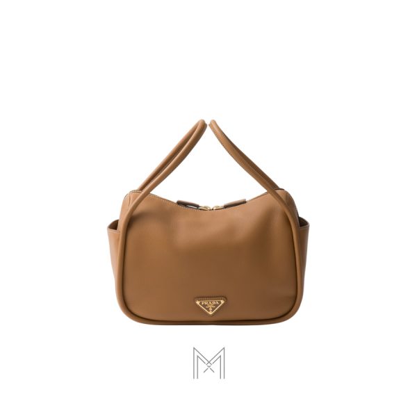 Túi xách Prada Daily chính hãng màu nâu da sần logo vàng MHTP153