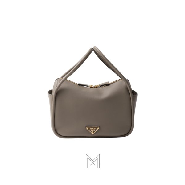 Túi xách Prada Daily chính hãng màu xám da sần logo vàng MHTP154