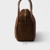 Túi xách Prada Daily chính hãng màu nâu da lộn logo vàng MHTP156 2026