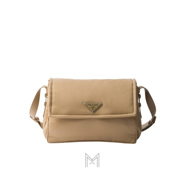 Túi Prada Traveller Medium Padded đeo chéo màu be chính hãng MHTP138