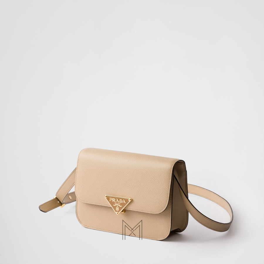 Túi xách đeo chéo Prada authentic màu be da hạt MHTP237 2026 Túi xách đeo chéo Prada authentic màu be da hạt MHTP237 2026