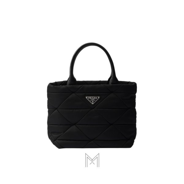 Túi xách đeo chéo Prada Padded màu đen logo bạc chính hãng MHTP106