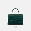 Túi xách Versace La Medusa màu xanh hoạ tiết vân da cá sấu MTV170 2026