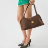 Túi xách Versace Vivian East-West da lộn màu nâu chính hãng MTV182 2026