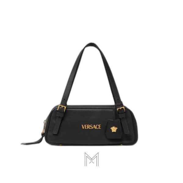 Túi xách bowling Versace Tag Nappa màu đen chính hãng MTV040