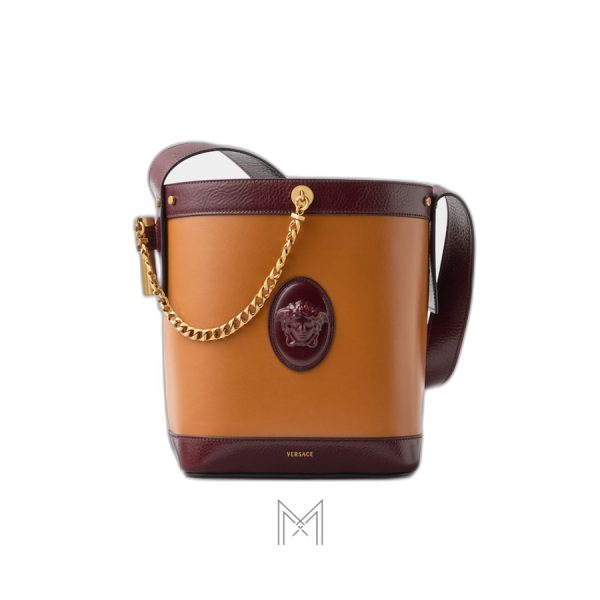 Túi xách Versace bucket màu nâu da bê chính hãng MTV190