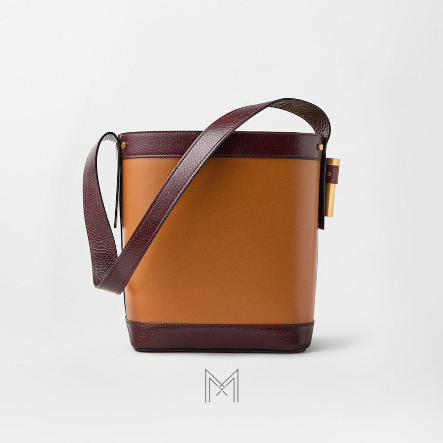 Túi xách Versace bucket màu nâu da bê chính hãng MTV190 2026 Túi xách Versace bucket màu nâu da bê chính hãng MTV190 2026