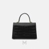 Túi xách da Versace Medusa 95 màu đen hoạ tiết vân da cá sấu MTV166 2026