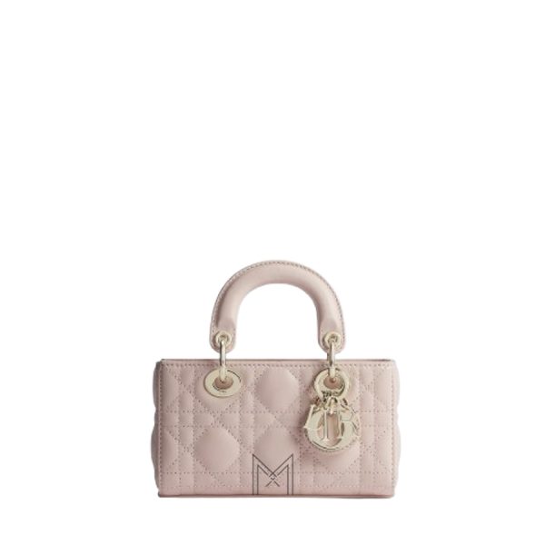 Túi Xách Đeo Chéo Dior Lady D-Joy Micro Bag Powder Pink Cannage Lambskin JTT017