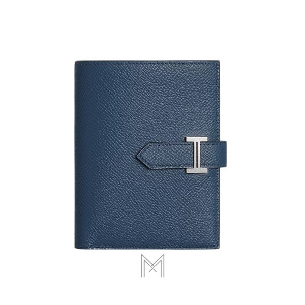 Ví ngắn Hermes Bearn Compact màu xanh chính hãng MVH27