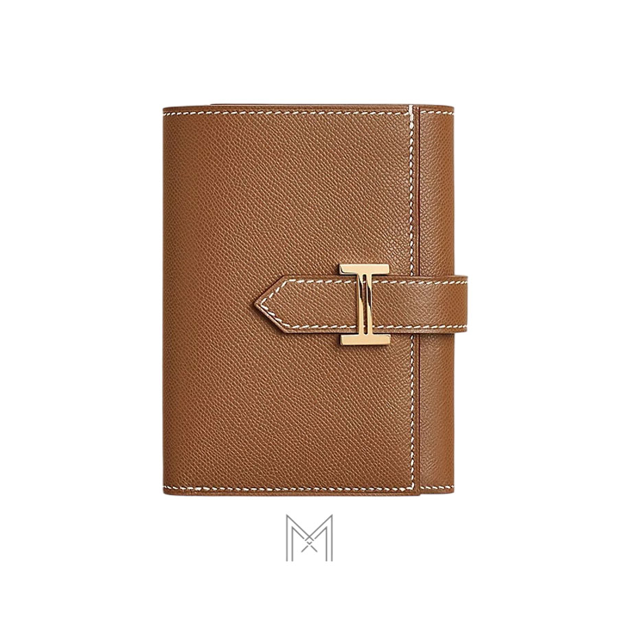 Ví ngắn Hermes Bearn màu nâu gold khoá vàng authentic MVH35 2026 Ví ngắn Hermes Bearn màu nâu gold khoá vàng authentic MVH35 2026