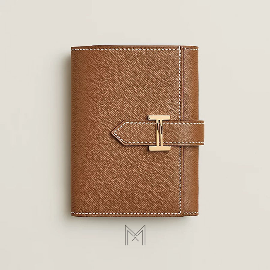 Ví ngắn Hermes Bearn màu nâu gold khoá vàng authentic MVH35 2026 Ví ngắn Hermes Bearn màu nâu gold khoá vàng authentic MVH35 2026