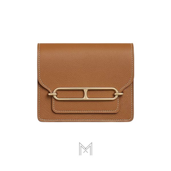 Ví da ngắn Hermes Roulis Slim màu nâu authentic MVH09