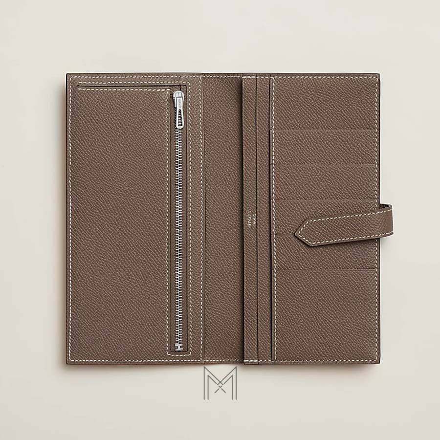 Ví dài Hermes Bearn màu nâu da sần hàng hiệu MVH45 2026 Ví dài Hermes Bearn màu nâu da sần hàng hiệu MVH45 2026