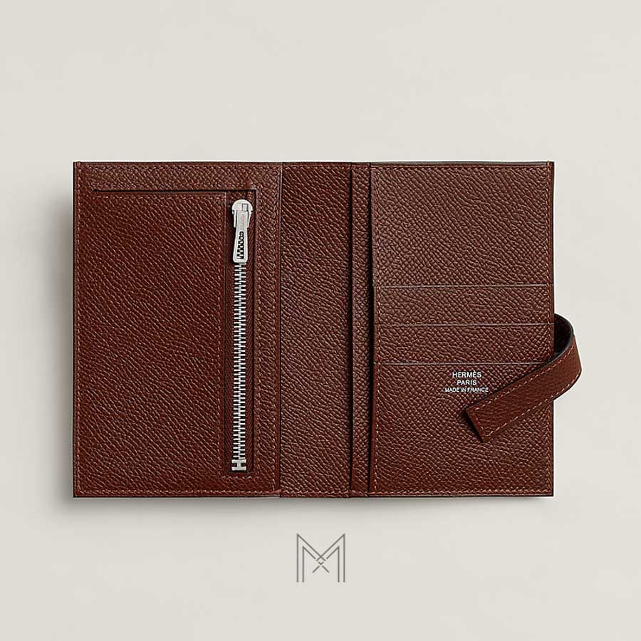 Ví ngắn Hermes H Passant Compact màu nâu chính hãng MVH37 2026 Ví ngắn Hermes H Passant Compact màu nâu chính hãng MVH37 2026