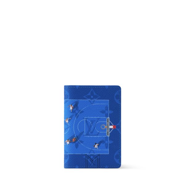 Ví Đựng Hộ Chiếu LV Pocket Organizer Màu Xanh Dương Họa Tiết Bóng Rổ Authentic VLV045