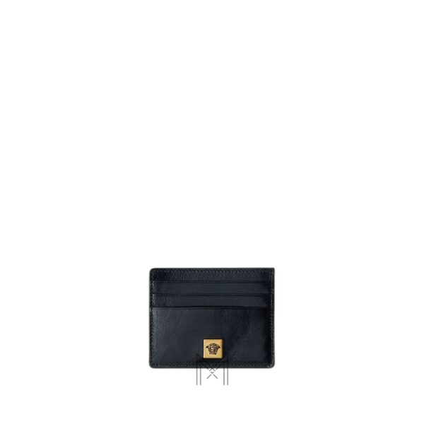 Ví ngắn Versace màu đen logo Medusa vàng hàng hiệu chính hãng MVV01